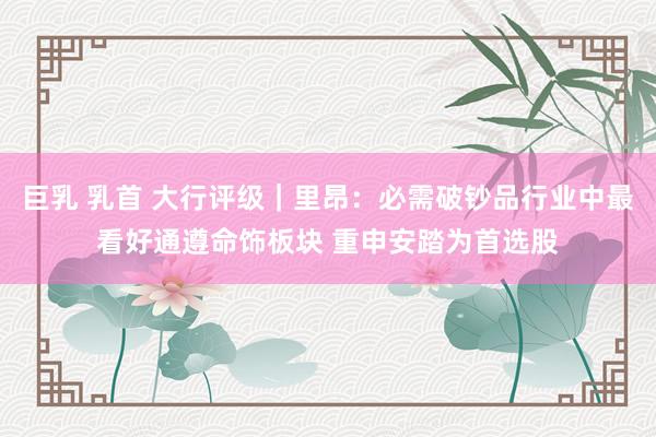 巨乳 乳首 大行评级｜里昂：必需破钞品行业中最看好通遵命饰板块 重申安踏为首选股
